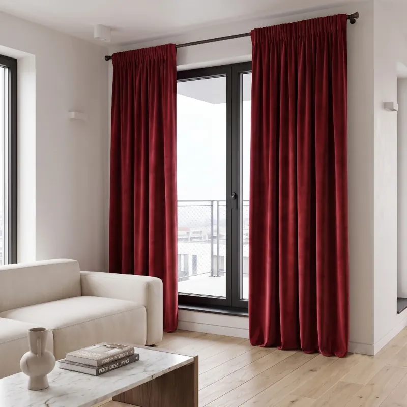 Zlevněný Dekorační závěs s řasící páskou VALMONT 140 cm x 250 nebo 260 cm color 043 červená (cena za 1 kus) MyBestHome