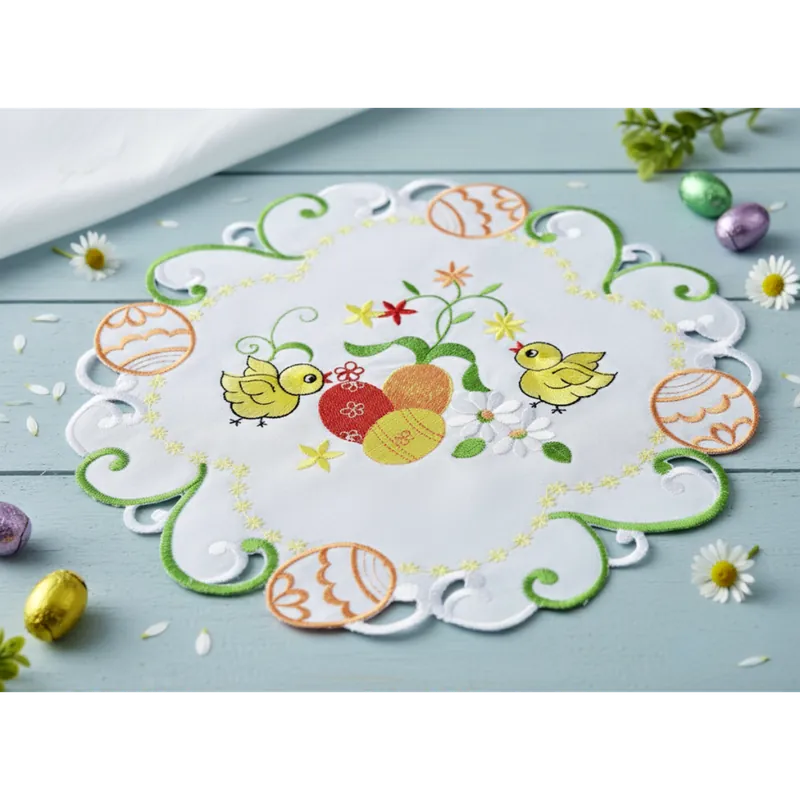 Jen Po Omezenou Doba Velikonoční vyšívaný dekorační ozdobný ubrousek EASTER II. Ø 40 cm Mybesthome