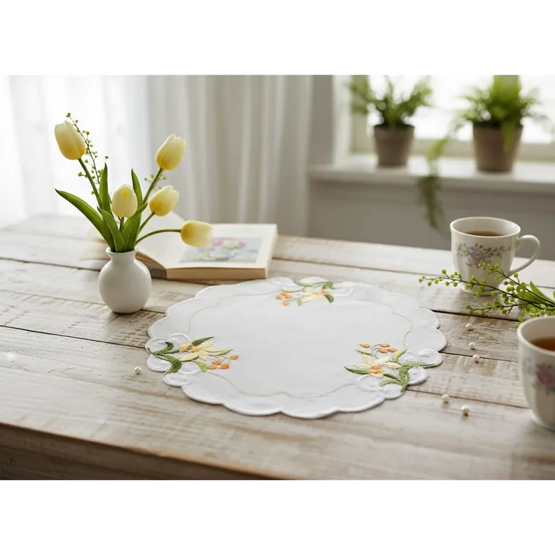 Akční Nabídka Dekorační ozdobný ubrousek FIORE bílá Ø 30 cm Mybesthome