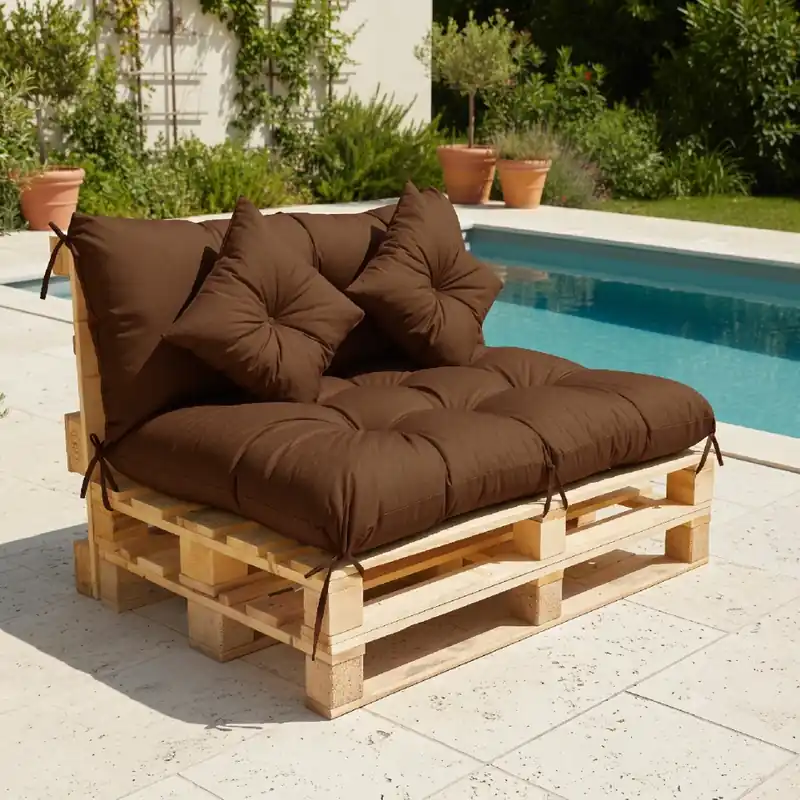 Polstr CARLOS color 22 hnědá, sedák 120x80 cm, opěrka 120x40 cm, paletové prošívané sezení Mybesthome Dárek 2x polštář 30x30 cm Omezená Nabídka