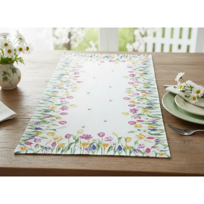 Rychlé Dodání Vzorovaný ubrus - běhoun na stůl SPRING TULIPS 50x100 cm Mybesthome