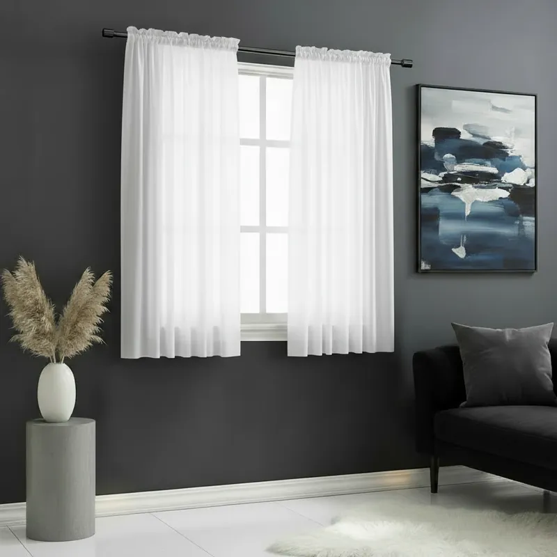 Dekorační krátká voálová záclona s řasící páskou JULIA bílá 145x150 cm MyBestHome set 2 kusy Cena za 2 kusy v balení Koupit Online