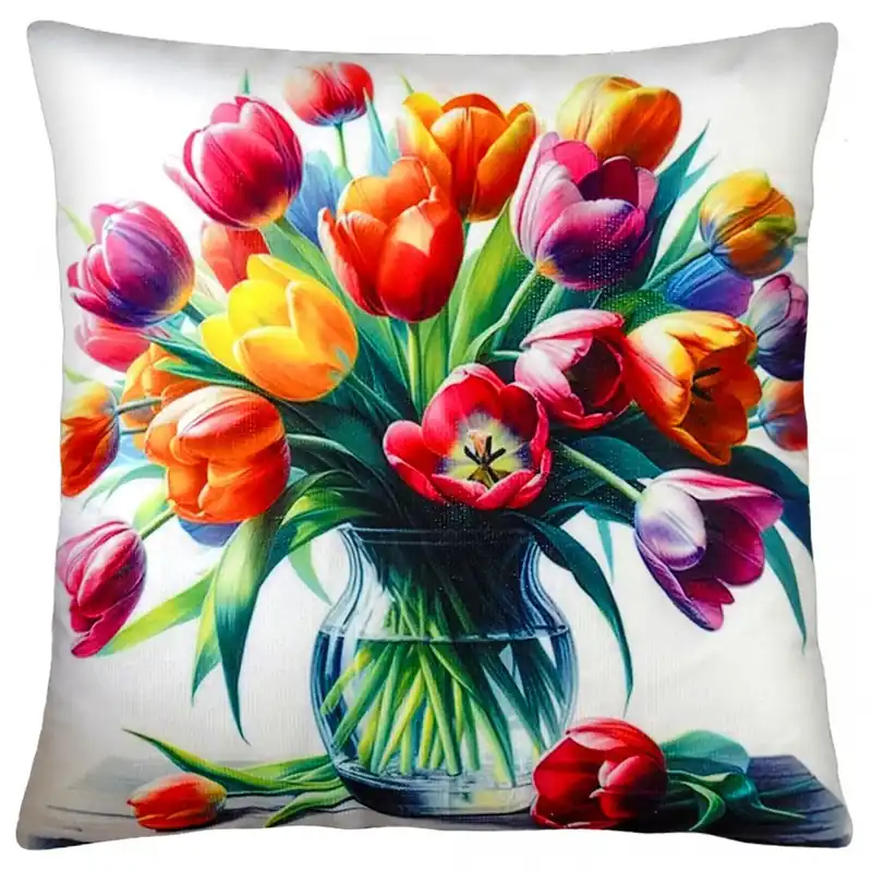 Dekorační polštář TULIPÁNY 40x40 cm Mybesthome Vrácení Zdarma