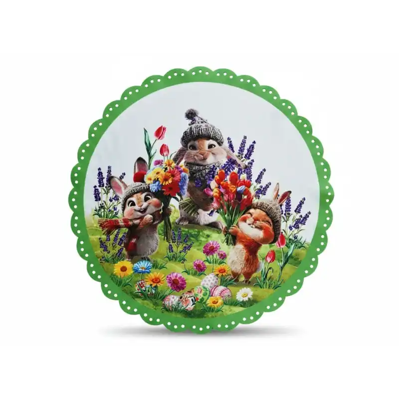 Novinka Velikonoční dekorační ozdobný ubrousek BUNNY FRIENDS Ø 30 cm Mybesthome