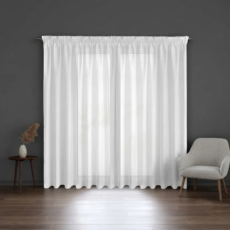 Dekorační dlouhá záclona s řasící páskou s jemnou stukturou DONUTA 400x250 cm bílá MyBestHome Expresní Doručení