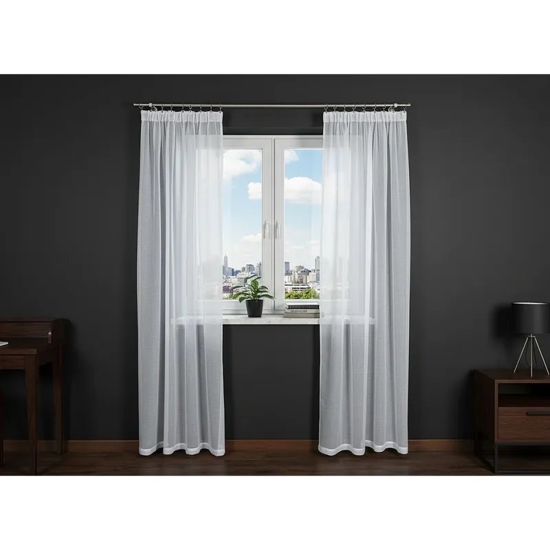 Dekorační dlouhá záclona režného vzhledu s řasící páskou ETHELYN bílá 140x230 cm (cena za 1 kus) MyBestHome Zlevněný