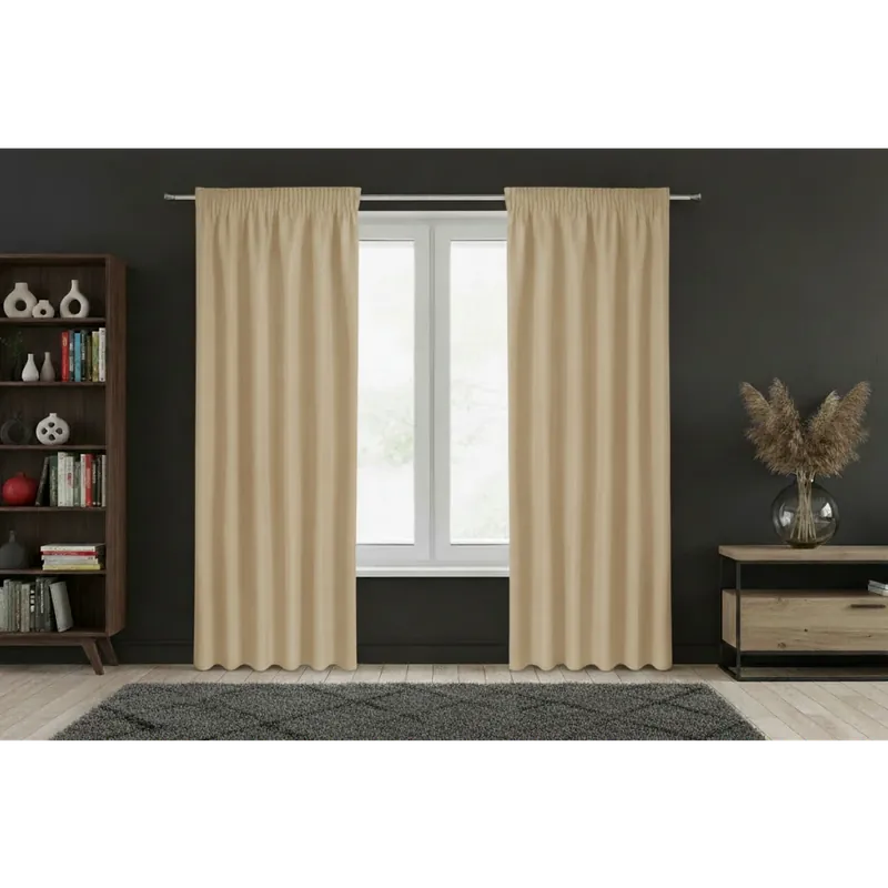 Vrácení Zdarma Dekorační dlouhý jednobarevný závěs s řasící páskou RAMONA béžová 140x270 cm (cena za 1 kus) MyBestHome