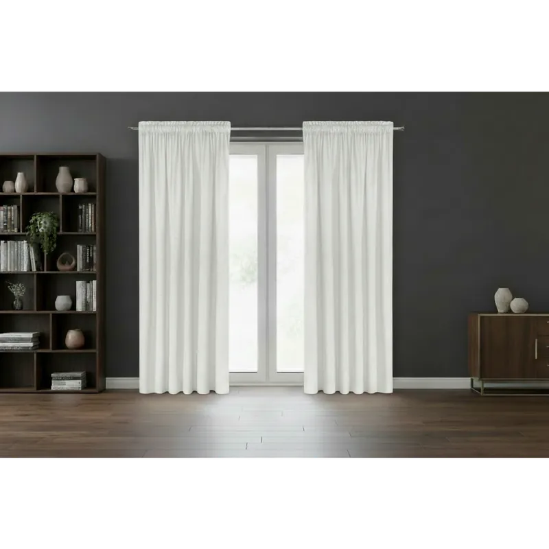 Zlevněný Dekorační VELVET závěs s řasící páskou ESTER 140x270 cm bílá (cena za 1 kus) MyBestHome