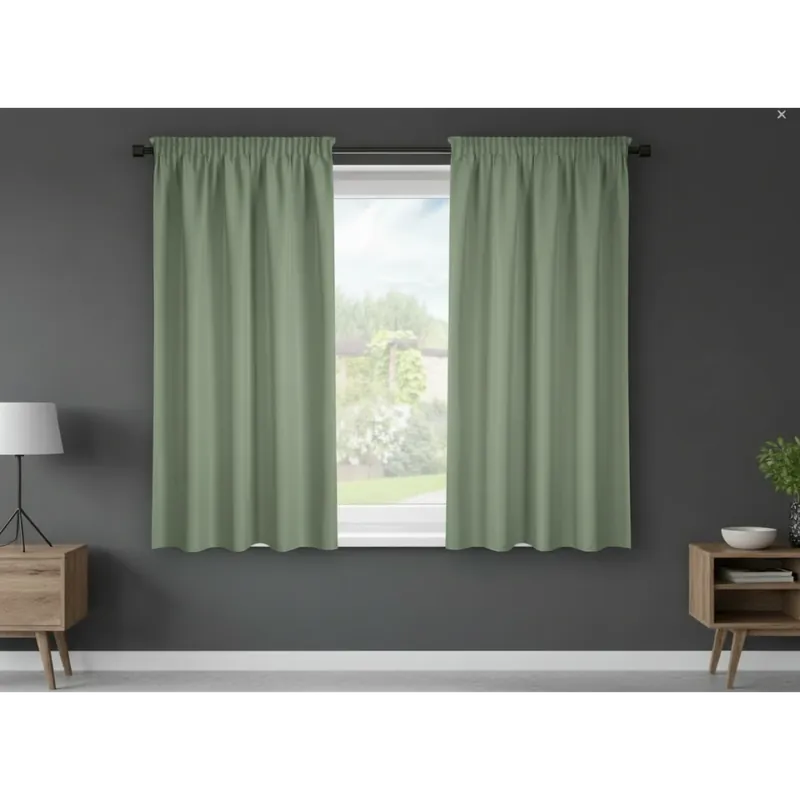 Cenová Bomba Dekorační krátký závěs s řasící páskou SAMARA olivová 140x175 cm (cena za 1 kus) MyBestHome