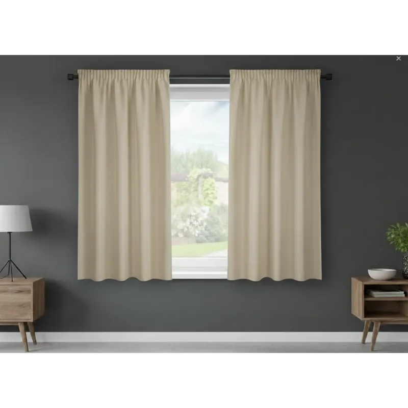Vysoce Kvalitní Dekorační krátký závěs s řasící páskou SAMARA béžová 140x175 cm (cena za 1 kus) MyBestHome