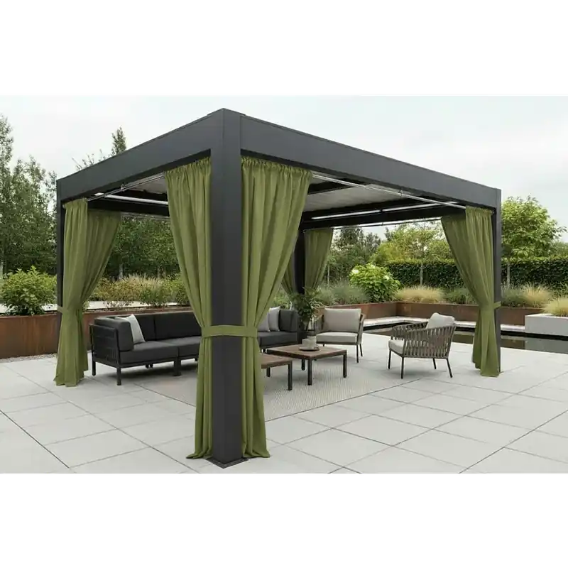 Venkovní zahradní závěs s řasící páskou GARDENIA TAPE zelená, šířka 140 cm výška různé rozměry Mybesthome (cena za 1 kus) Originální