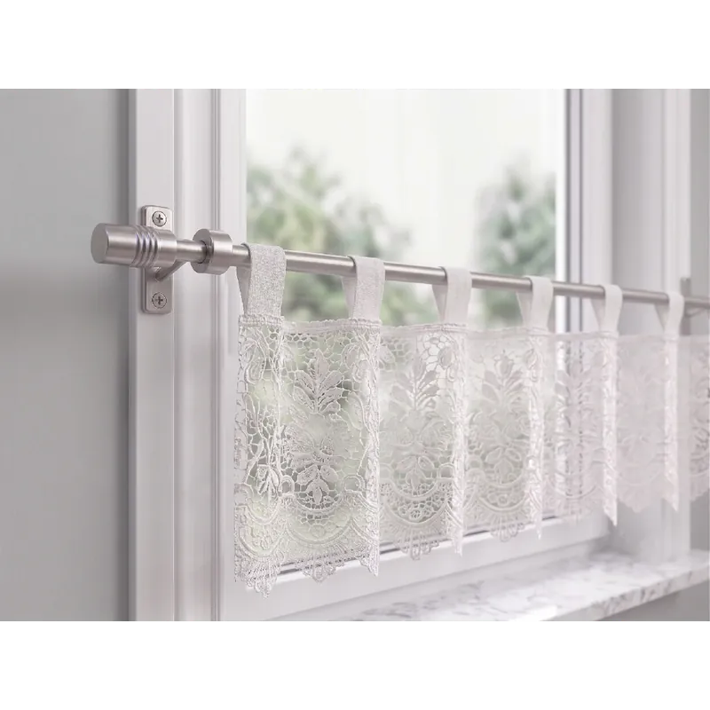Nová Kolekce Vitrážová teleskopická kovová tyč - vitrážka 40-60 cm, 60-80 cm ROMEO matná stříbrná Mybesthome