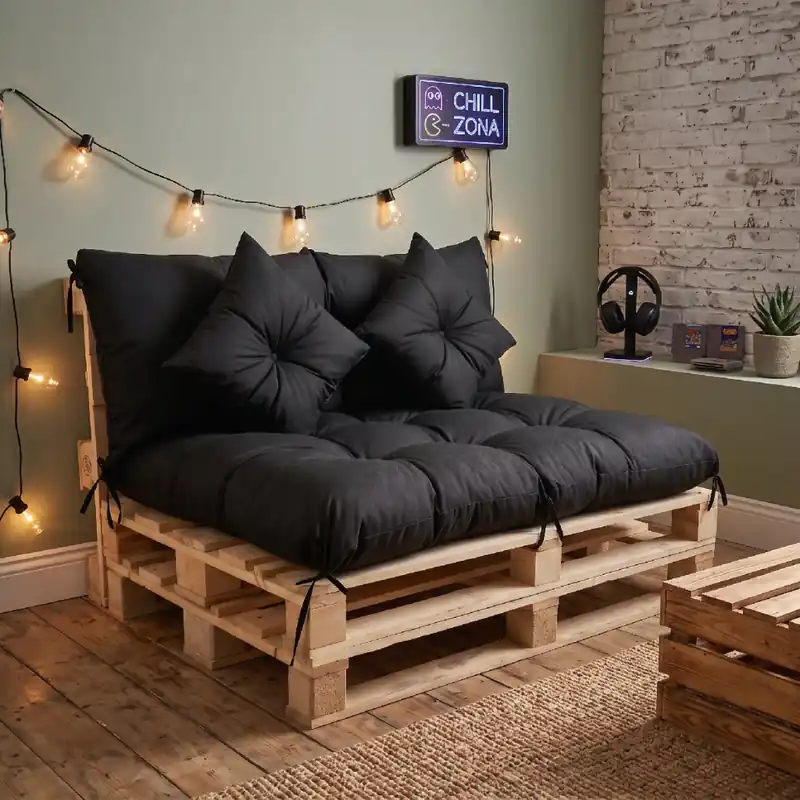 Interiérový polstr na palety CHILL ZONE 01 relax, gaming, mladé bydlení černá Mybesthome Akce
