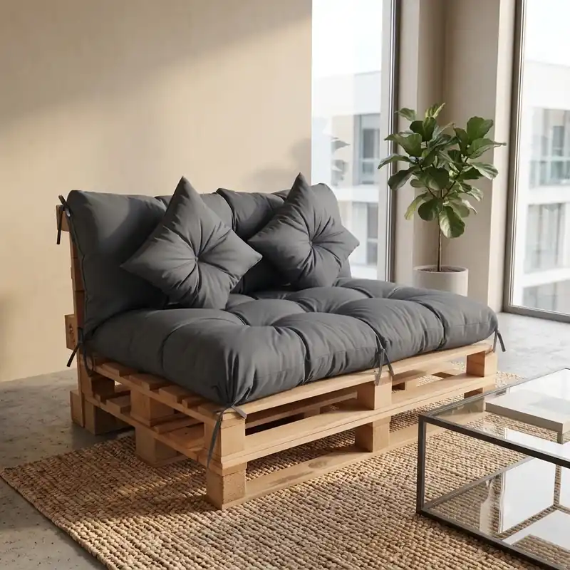 Originální Interiérový polstr na palety LIVING 02 antracit – do obývacího pokoje MyBestHome