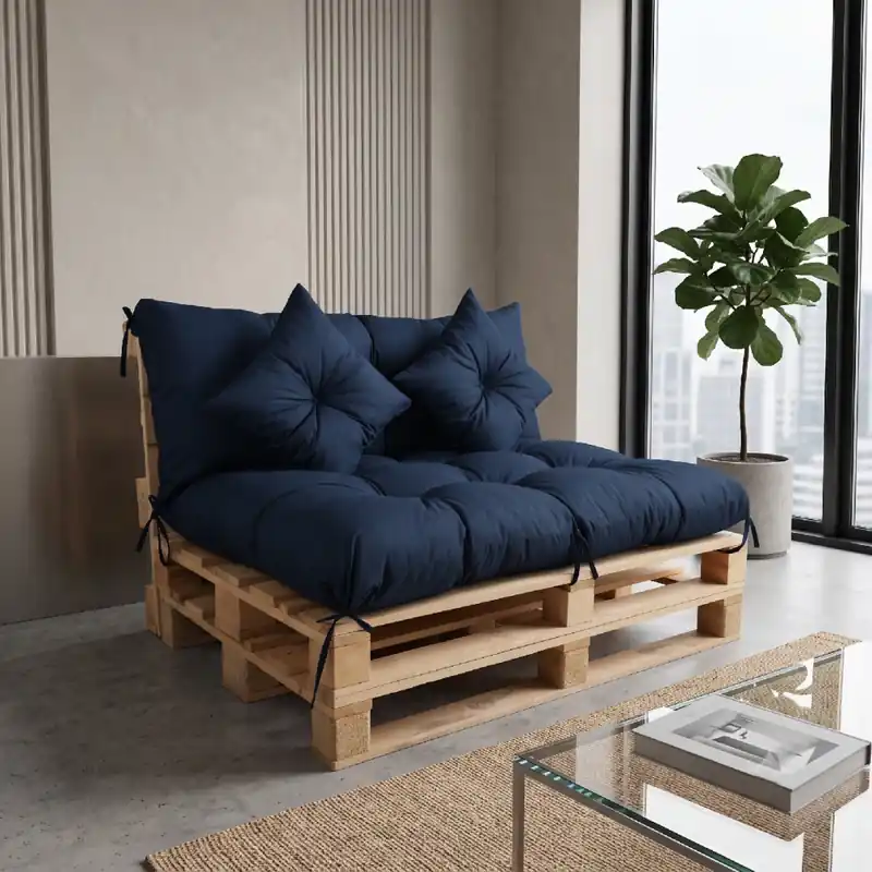 Interiérový polstr na palety LIVING 04 modrá – do obývacího pokoje MyBestHome Výprodej