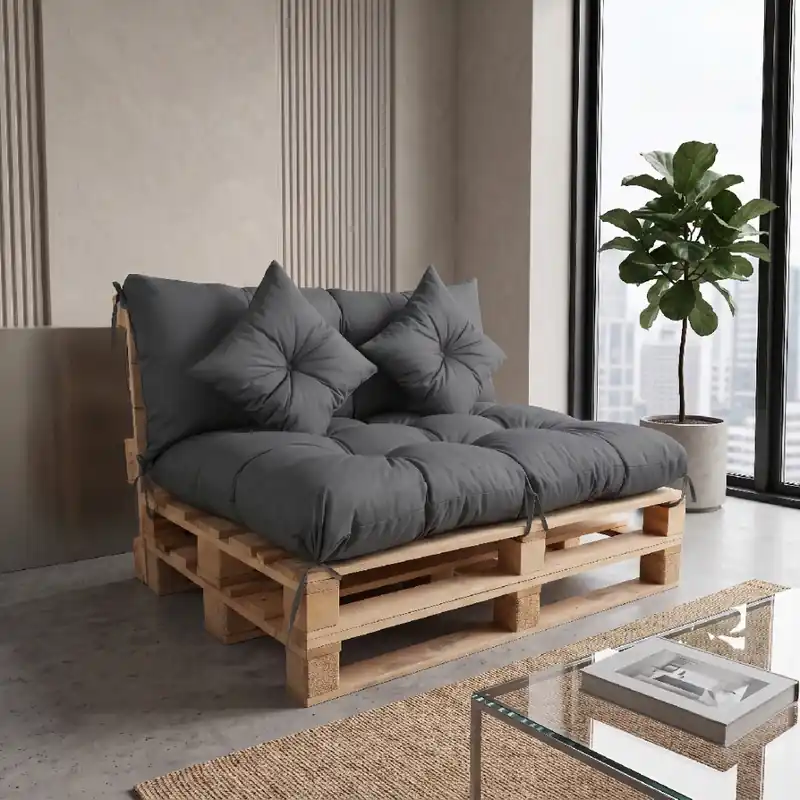 Speciální Cena Interiérový polstr na palety LIVING 23 šedá – do obývacího pokoje MyBestHome
