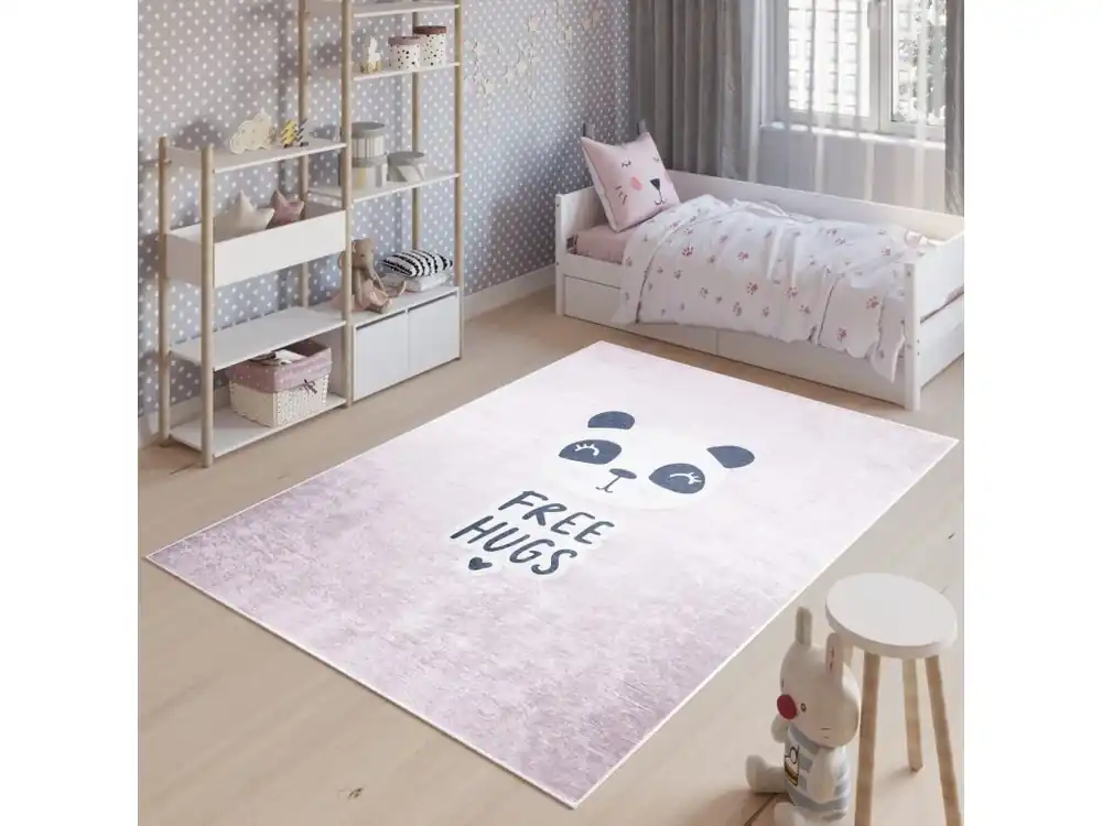 Dětský koberec Emma Kids - panda - růžový Vysoce Kvalitní