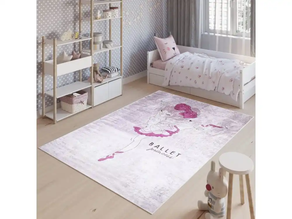 Cenově Výhodný Dětský koberec Emma Kids - růžová baletka - růžový