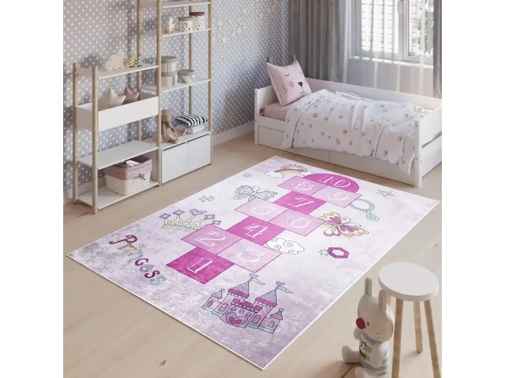 Přímo Od Výrobce Dětský koberec Emma Kids - skákací panák a motýlci - růžový