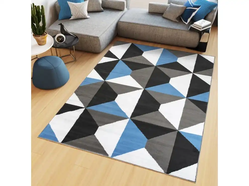 Kusový koberec Maya - geometrické tvary 6 - šedý/modrý Odeslání Ihned