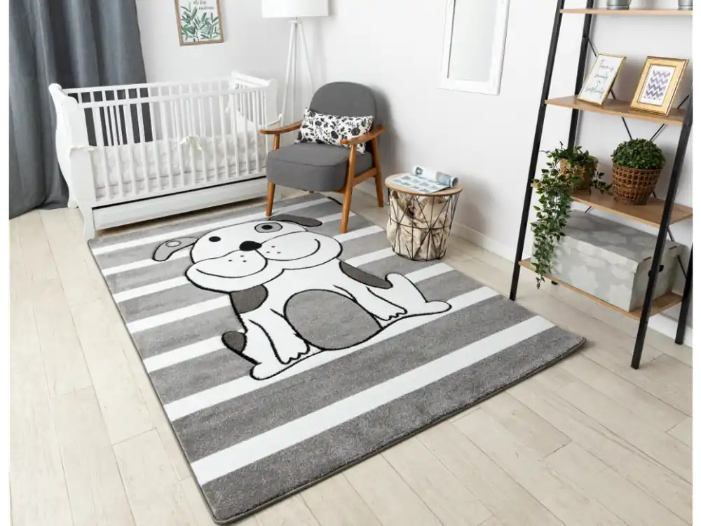 Krásný dětský koberec Kinder - pejsek 2 - šedý Odeslání Ihned