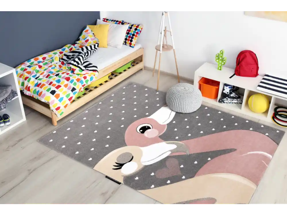 Krásný dětský koberec Kinder - plameňáci 2 - šedý Ihned K Objednání