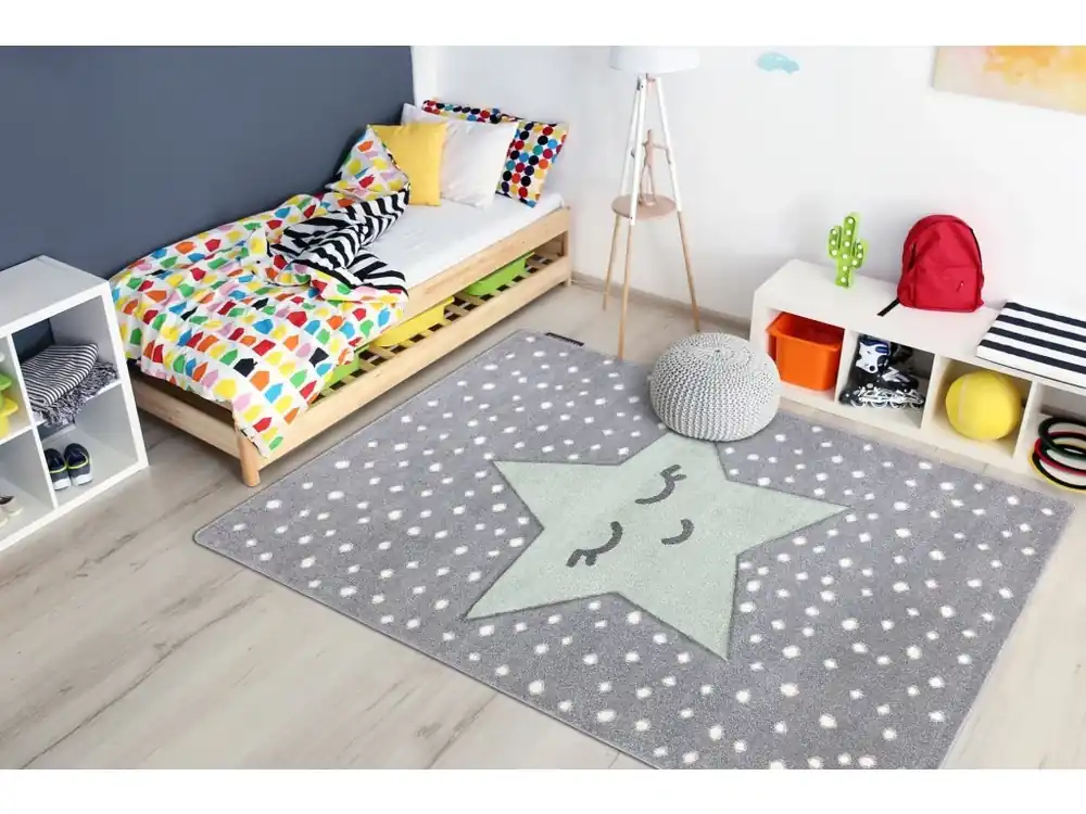 Krásný dětský koberec Kinder - hvězdička - šedý Levný
