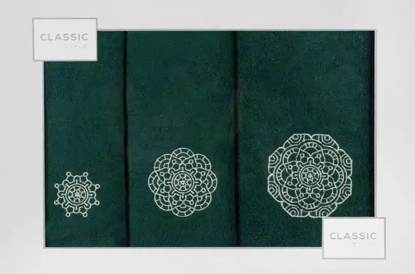 Přímo Od Výrobce Dárková sada ručníků MANDALA tmavě zelená