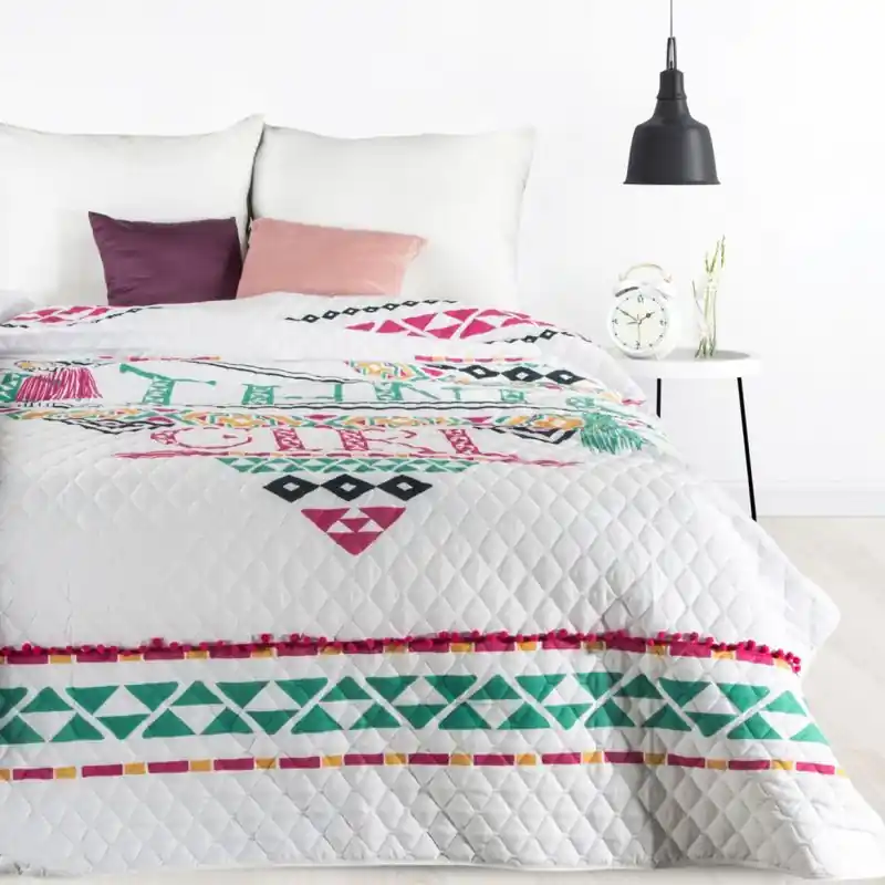 Značkový Přehoz KAREN, boho styl - pompony