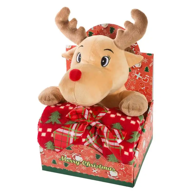 Deka GIFT s hračkou - hnědá / červená Cenově Výhodný