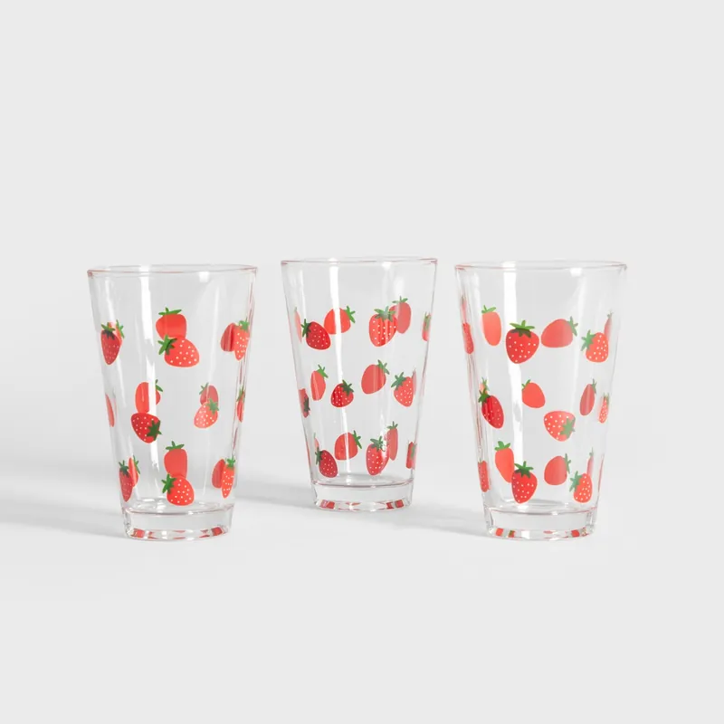 Přímo Od Výrobce Sada tří sklenic TOKEN SUMMER s jahodami 744433 300 ml (3 ks)