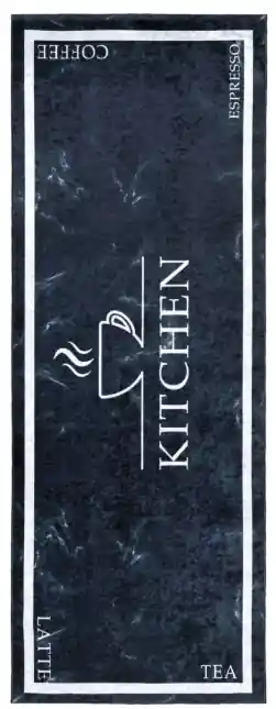 Nejprodávanější Protiskluzový koberec / běhoun 46740 KITCHEN černý / bílý