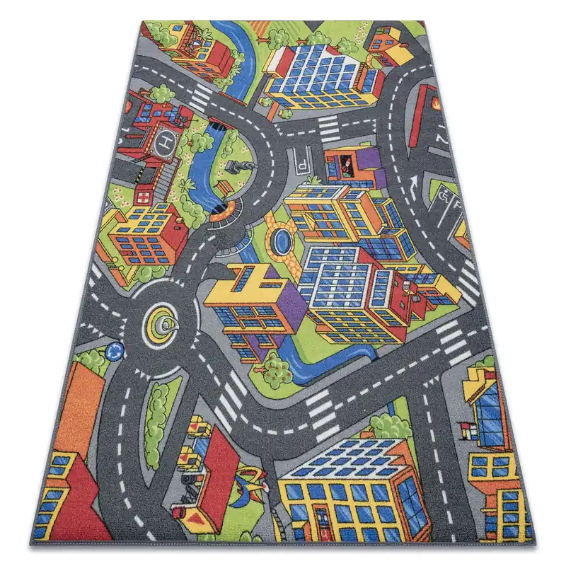 Omezená Nabídka Dětský koberec REBEL ROADS Town life 97 Velké město, ulice protiskluzový - šedý