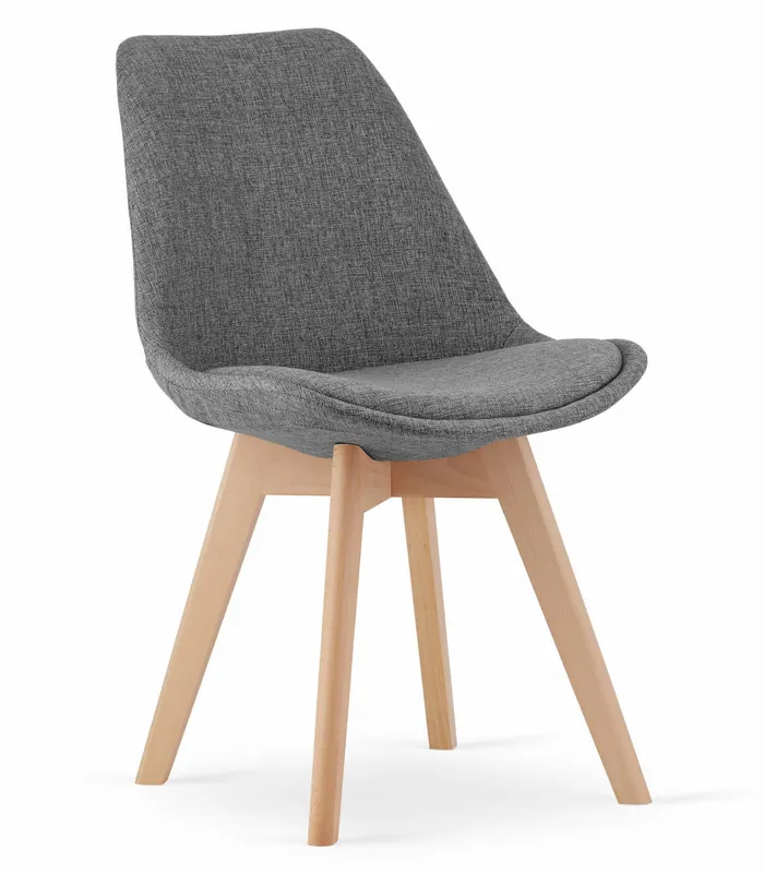 Set jídelních židlí NORI šedé bez knoflíků (hnědé nohy) 4ks Cenově Výhodný