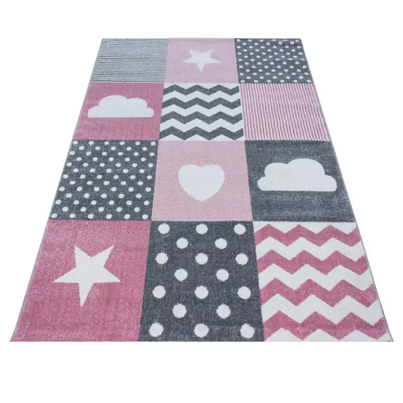 Dětský koberec Kids Čtverce růžový Autentický