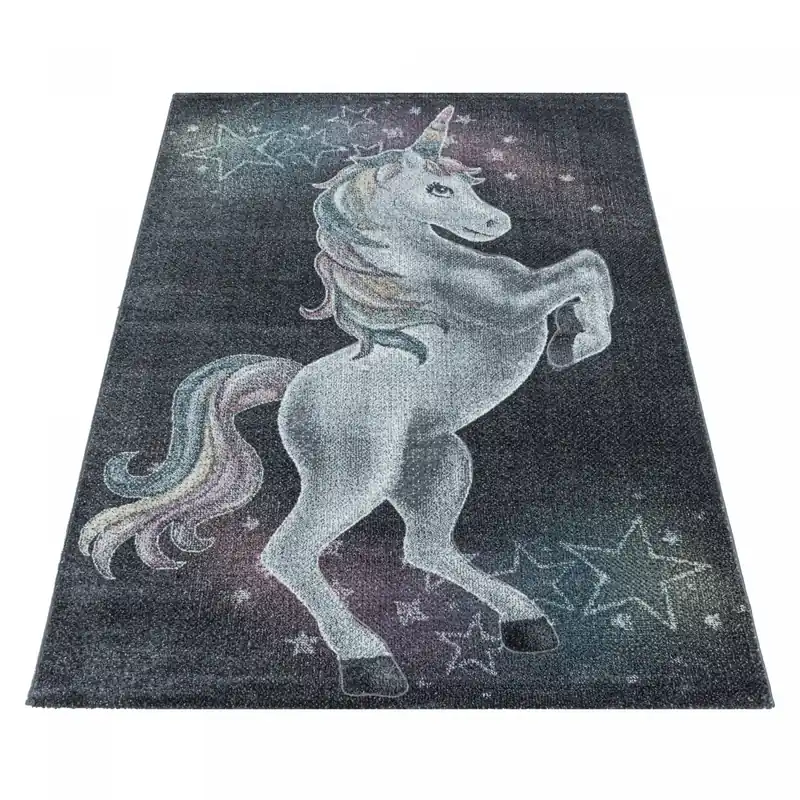 Dětský koberec Funny jednorožec šedý Výprodej