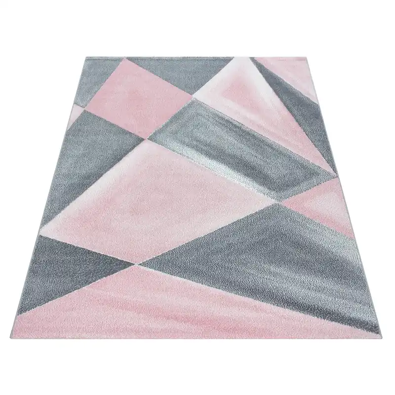 Koberec Beta geometrie, růžový / šedý Jen Po Omezenou Doba