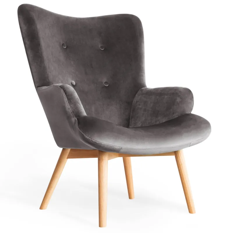 Křeslo MOSS sametové šedé SS22 925805 Sleva