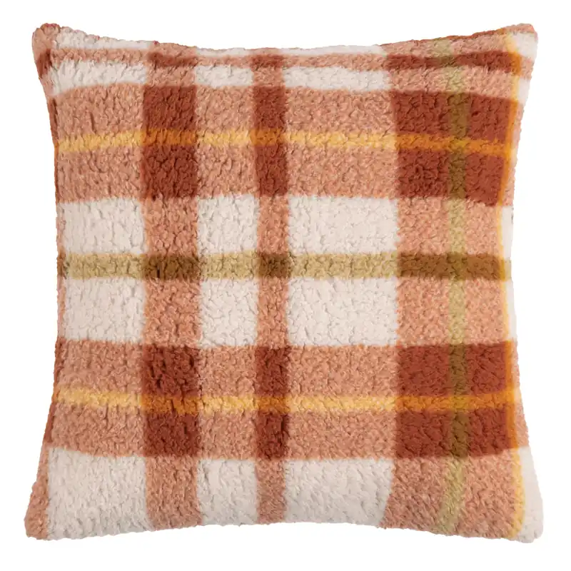 Rychlé Dodání Čtvercový polštář Teddy autumn check