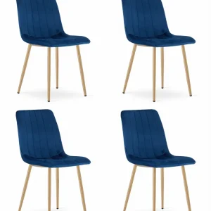 Koupit Online Set čtyř jídelních židlí LAVA sametové granátové / dřevěné nohy (4 ks)