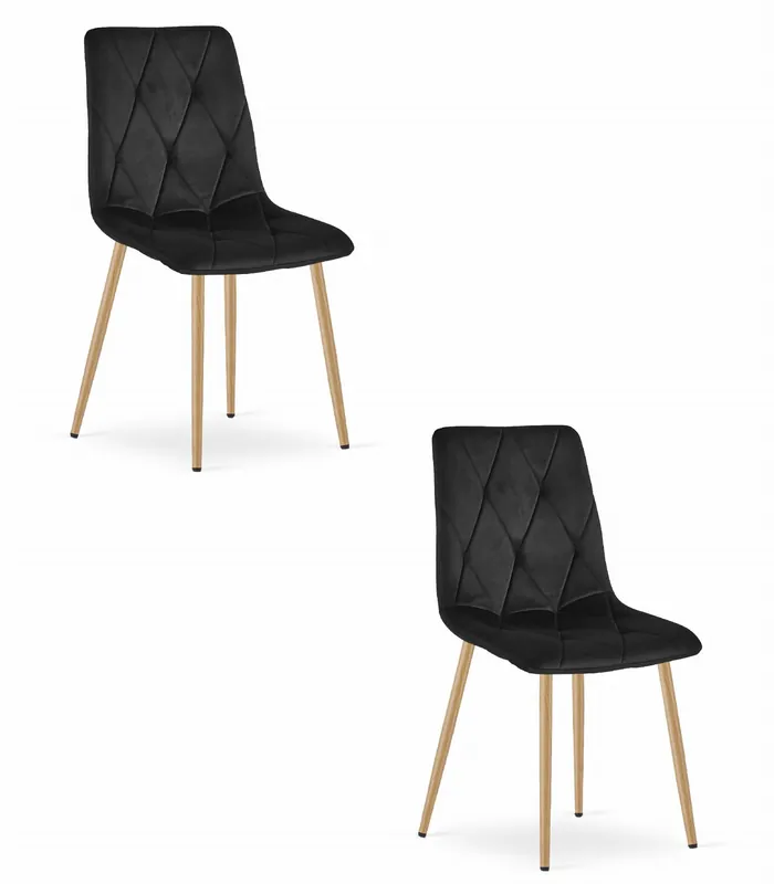 Set dvou jídelních židlí LIBRA sametové černé / dřevěné nohy (2 ks) Cenová Bomba