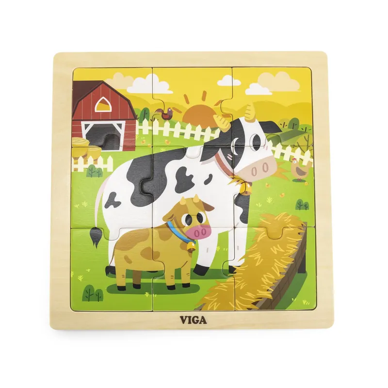 Výprodej Puzzle na podstavci Viga 44623 9 dílků - kráva