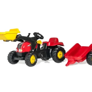 Šlapací traktor s přívěsem a lžící Rolly Toys 023127 červený Super Cena