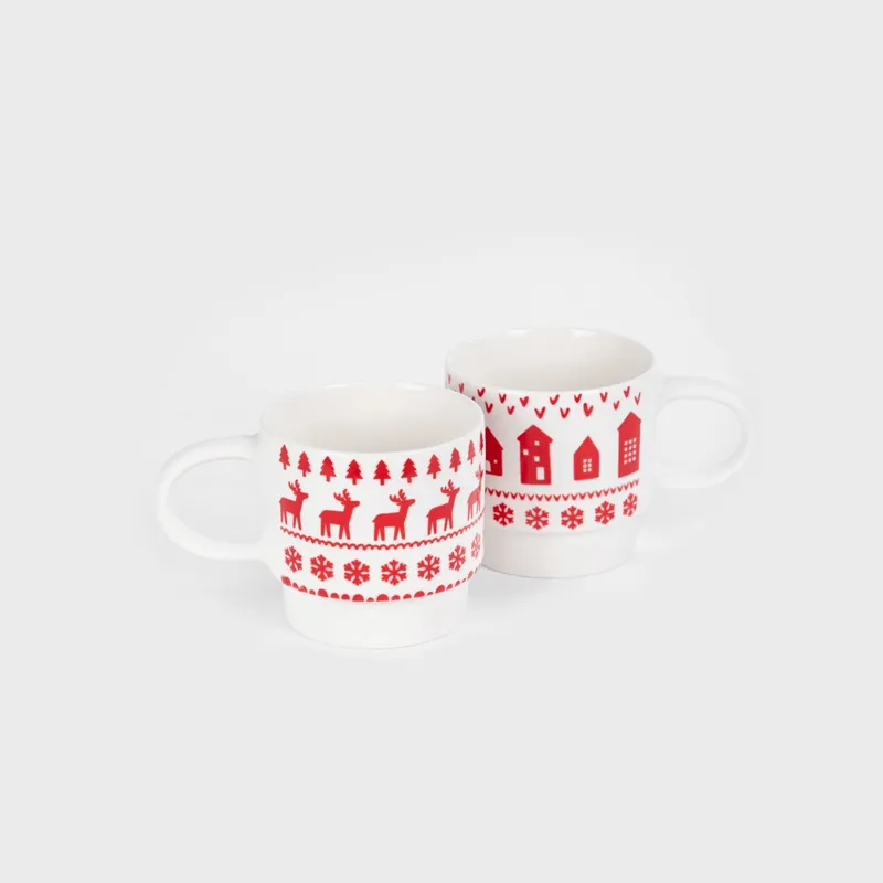Must-Have Sada dvou hrníčků CANAMA se soby a domečky 711145 (2ks)