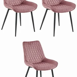 Set tří jídelních židlí VERDO sametové růžové / černé nohy (3 ks) Nejprodávanější