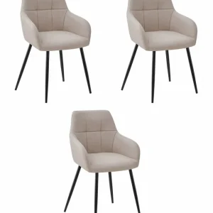 Set tří jídelních židlí BENI béžové / černé nohy (3 ks) Koupit Online