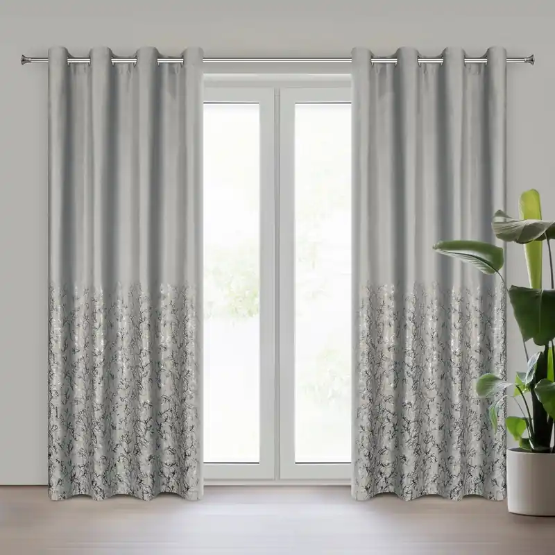 Must-Have Hotový závěs TORI stříbrný / šampaňské - na průchodkách