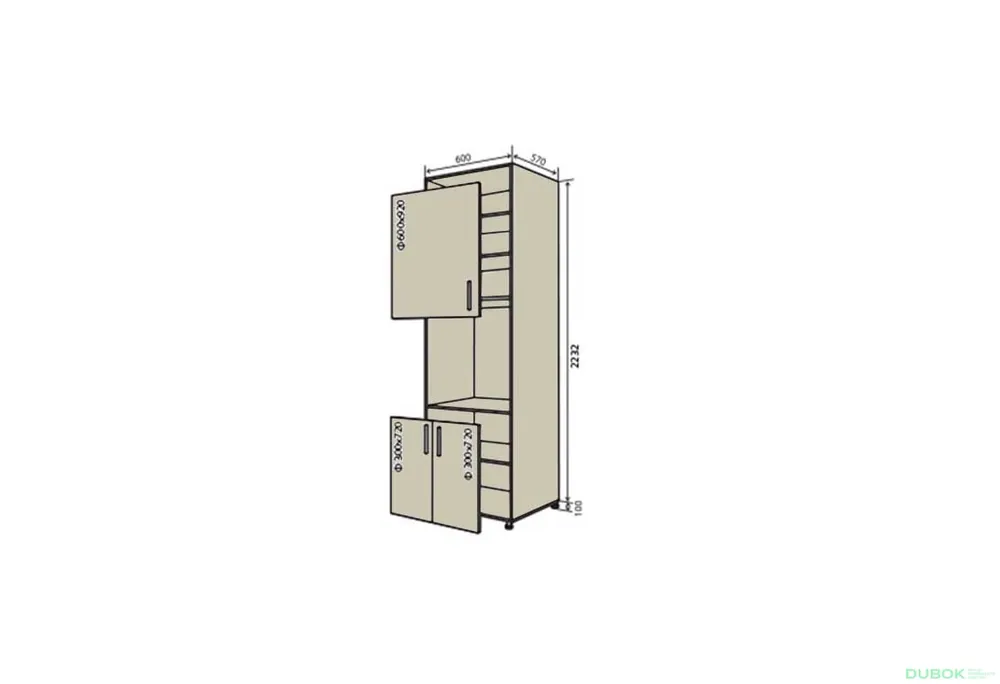 Horká Nabídka N20 Skříň (horní f60x92-1ks, dolní f30x72-2ks) Interno Glaňec Luxe