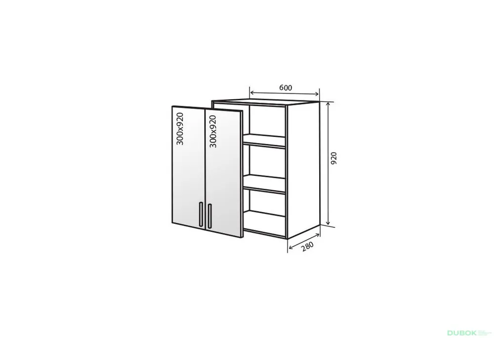 V46 Skříňka 2D 60 Vitrina MoDa Mat Lux / MoDa Matt Luxe Značkový