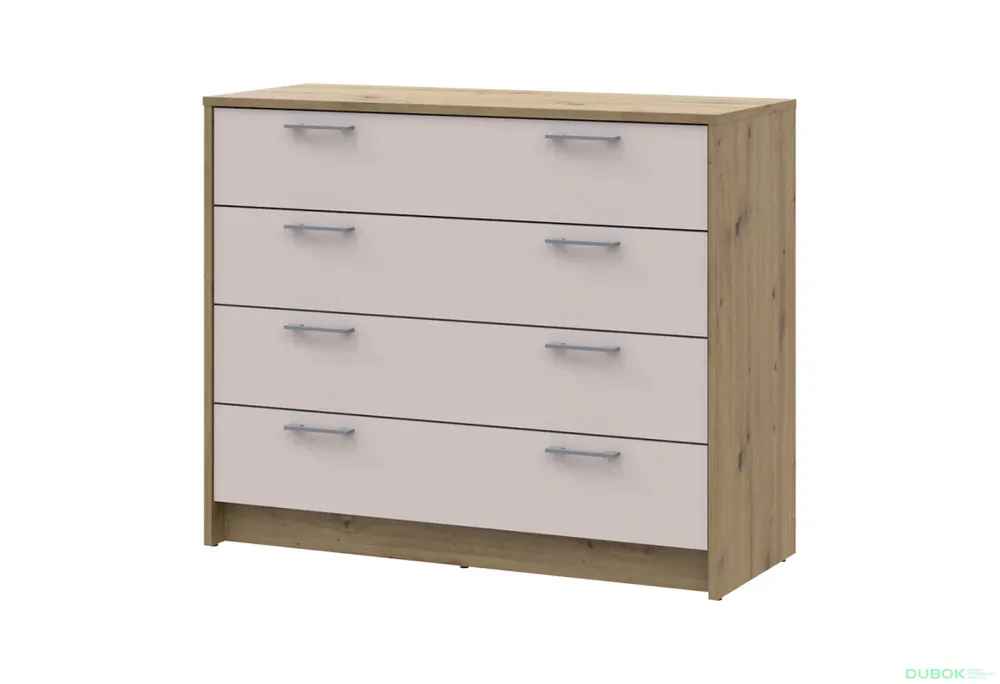 Komoda Rondi 4 zásuvky 100x40x82 dub artisan / kašmír Akční Nabídka